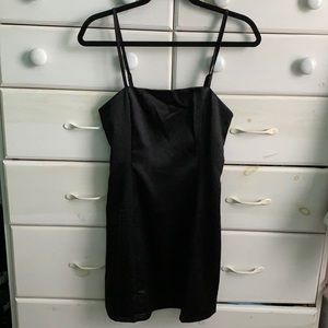 Lulus black satin slip dress